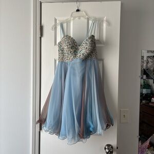 Blue Sparkle Short Prom Dress